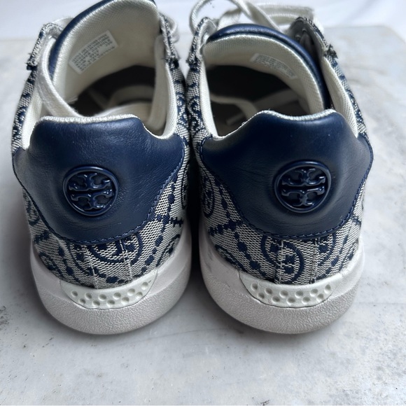 Tory Burch Blue and Cream Patterned Sneakers - Picture 8 of 14
